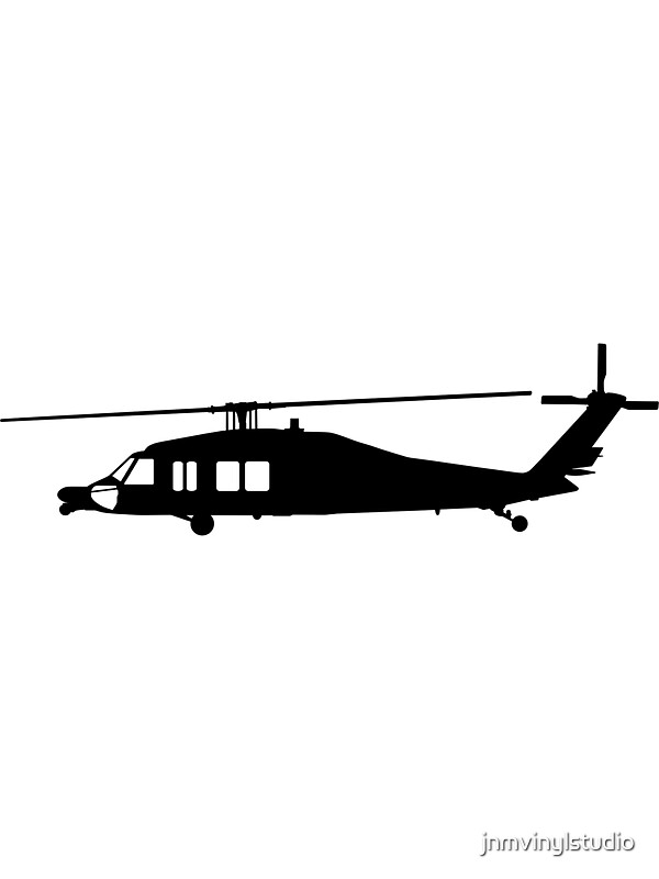 "Blackhawk Helicopter Design in Black on a Sticker/T-Shirt v3" Stickers
