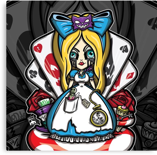 Bad Ass Alice Canvas Print By Voodudedesigns Redbubble