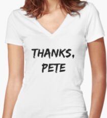 Thanks, Pete Women's Fitted V-Neck T-Shirt