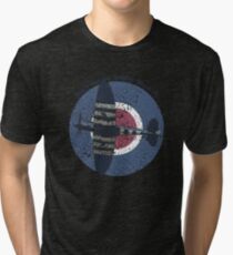 Vintage Fighter Plane Supermarine Spitfire Mark 19 Tri-blend T-Shirt