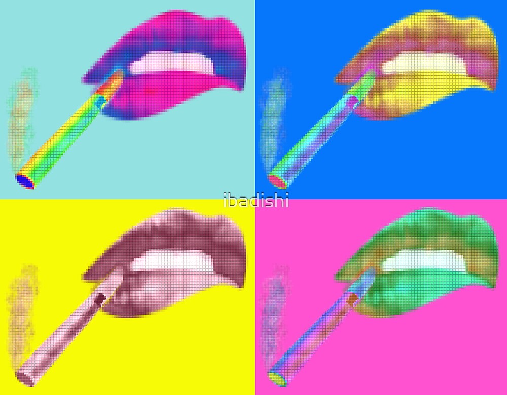 "Pop Arty Lips Smoking a Cigarette - Warhol Style" by "Pop Arty Lips Smoking a Cigarette - Warhol Style" by