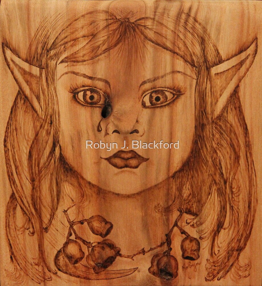 "Pyrography: Gumnut Wood Nymph's Tear" by aussiebushstick 