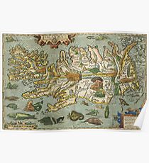 Iceland Map 1590 Poster