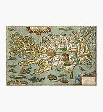 Iceland Map 1590 Photographic Print