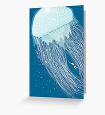 Swimming with the jellyfish Greeting Card