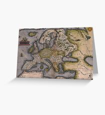 Europe Map 1572 Greeting Card