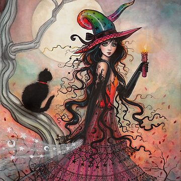 October Flame Witch Cat Fantasy Art by Molly Harrison Canvas Print for  Sale by Molly Harrison