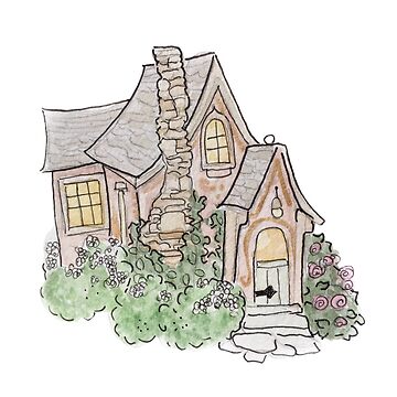 Artwork thumbnail, The Witch's Cottage Illustration in Watercolor by WitchofWhimsy