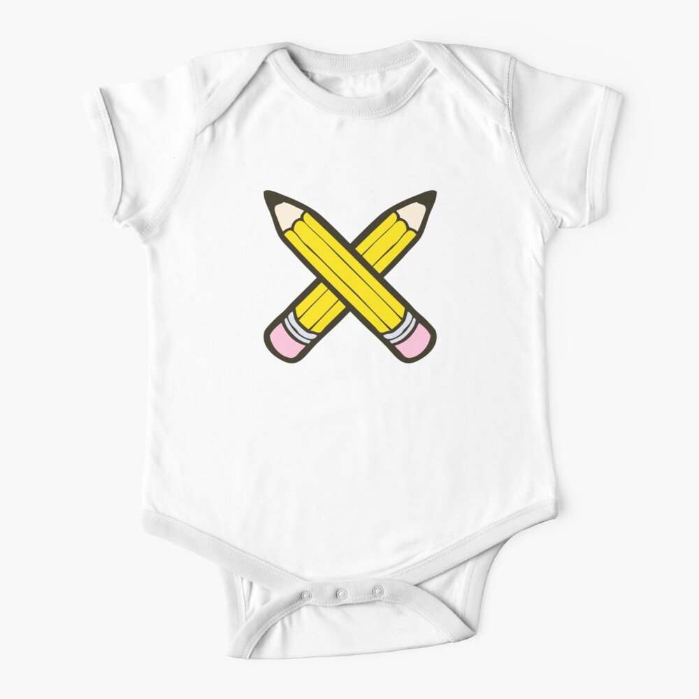 Pencil Power Blue Pattern Short Sleeve Baby One-Piece