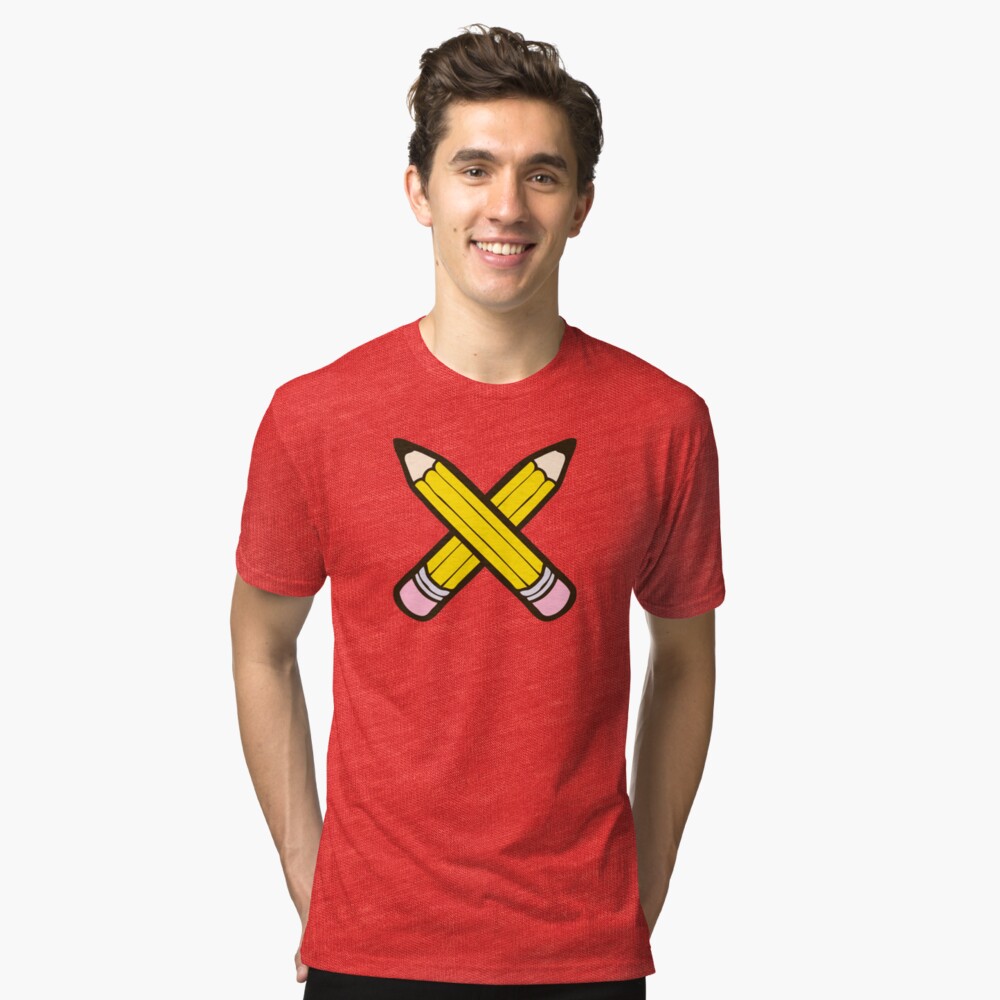 Pencil Power Blue Pattern Tri-blend T-Shirt