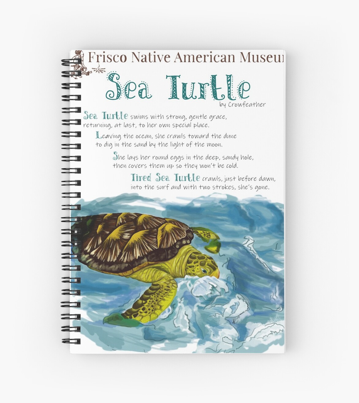 sea-turtle-with-poem-spiral-notebook-by-obxfnam-redbubble