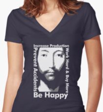 OMM 0000 THX -1138 Be Happy Women's Fitted V-Neck T-Shirt