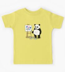 Pandas paint colorful pictures. Kids Tee