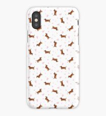 Dachshund Pattern - White iPhone Case/Skin