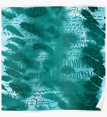 Teal hieroglyphics Poster