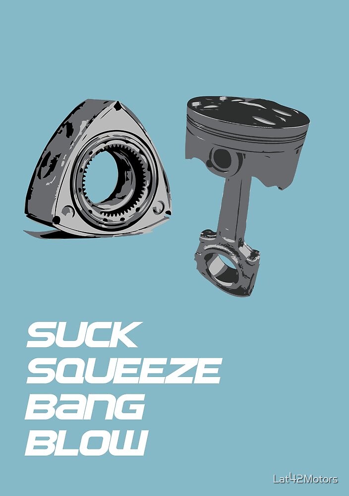 "Mazda RX7 Rotary Piston Suck Squeeze Bang Blow" by Lat42Motors Redbubble