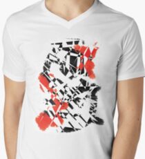 Black and Red Men's V-Neck T-Shirt