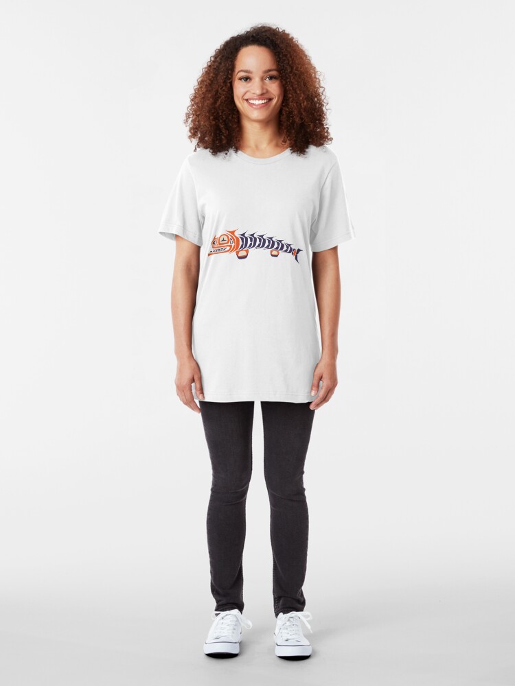 Alternate view of angry fish - aboriginal art stylization Slim Fit T-Shirt