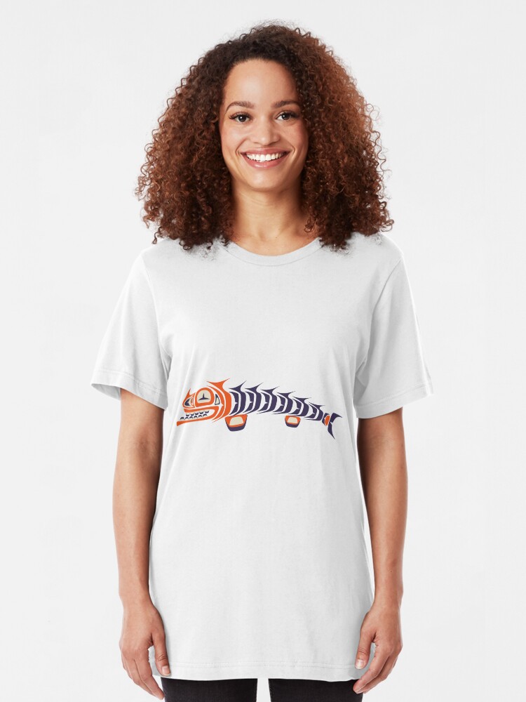 Alternate view of angry fish - aboriginal art stylization Slim Fit T-Shirt