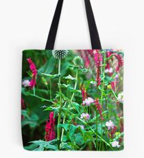 Romantic summer garden with globe thistle Tote Bag