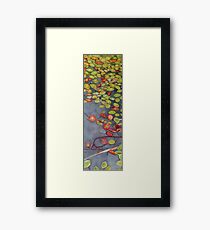 Lily pads on One Mile Lake, watercolor on paper mounted on board Framed Print