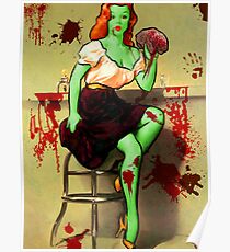 BRAINS! Zombie Pinup Poster