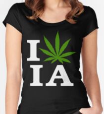 I Love Iowa Marijuana Cannabis Weed T-Shirt Women's Fitted Scoop T-Shirt