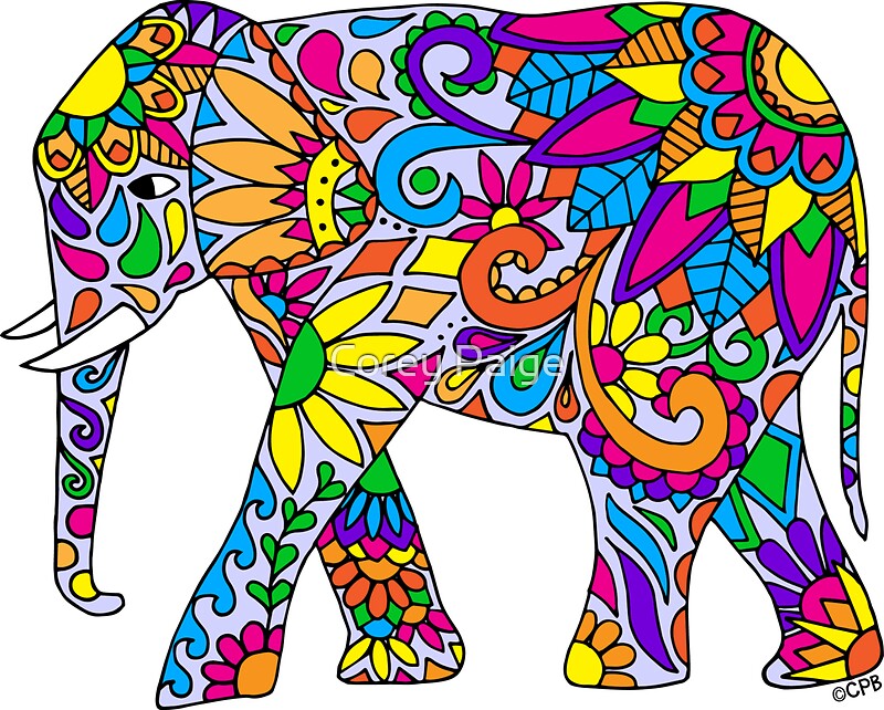 Colorful Tribal Elephant Stickers By Corey Paige Redbubble   Flat,800x800,075,f.u5 