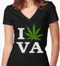 I Love Virginia Marijuana Cannabis Weed T-Shirt Women's Fitted V-Neck T-Shirt