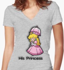 Mushroom Kingdom Couple: Peach Shirt Women's Fitted V-Neck T-Shirt