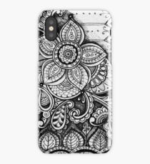 Gorgeous Mandala Damask Art in Black and White Ink Illustration on Watercolor Paper iPhone Case