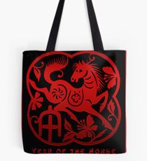 Year of The Horse Paper Cut Design Tote Bag