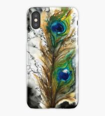 Abstract Watercolor Peacock Feather iPhone Case