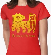 Chinese New Year of The Horse Papercut Women's Fitted T-Shirt