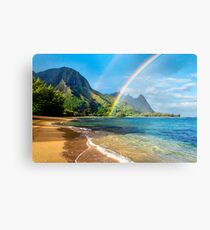 Rainbow at Tunnels Beach Hawaii Metal Print