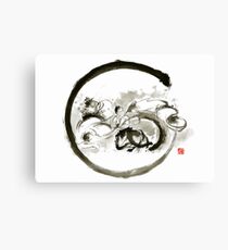 Aikido enso circle martial arts sumi-e original ink painting artwork Canvas Print