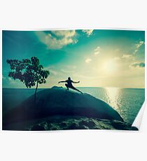 Sunset Tai Chi in Turquoise Poster