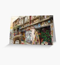 Graffiti Artists at Work in Hosier Lane Melbourne Greeting Card