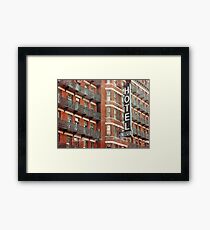 Facade of the Chelsea Hotel with neon sign Framed Print
