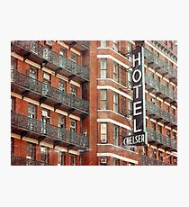 Facade of the Chelsea Hotel with neon sign Photographic Print