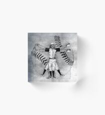 Vitruvian Baseball Player (B&W Tones) Acrylic Block