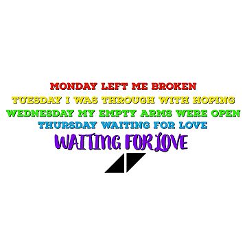 Waiting For Love Avicii Lyrics Sticker for Sale by elizastogan