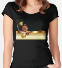Camiseta entallada de cuello ancho Decorative Christmas Ornaments 4