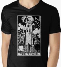 The Tower Tarot Card - Major Arcana - fortune telling - occult Men's V-Neck T-Shirt