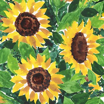 Gorgeous Sunflowers Fresh Bright Impressionistic Watercolor Painting | Art  Print