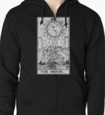 The Moon Tarot Card - Major Arcana - fortune telling - occult Zipped Hoodie