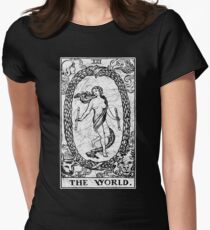The World Tarot Card - Major Arcana - fortune telling - occult Women's Fitted T-Shirt