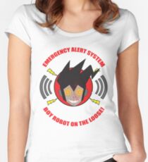 Emergency alert system- Boy robot on the loose! Women's Fitted Scoop T-Shirt