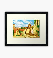 The Girl and the Robot - Friends in the Castle Town Framed Print