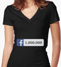 Facebook 1 Million Likes, Friends and Views Women's Fitted V-Neck T-Shirt
